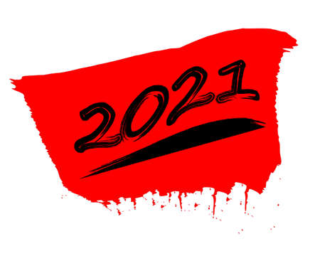 Numbers 2021 on red background, emblem of the new yearのイラスト素材