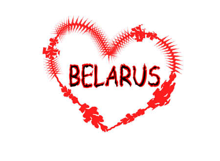 Red abstract heart and the inscription Belarus insideのイラスト素材
