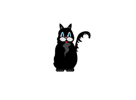 Cartoon image of a black cat on a white backgroundのイラスト素材
