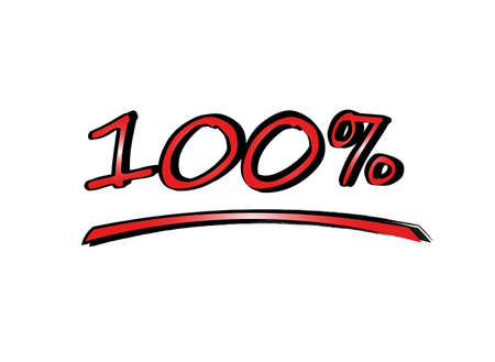 Lettering red numbers 100 percents on a white background, vector illustrationのイラスト素材