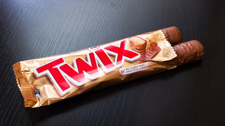 BELARUS, NOVOPOLOTSK - NOVEMBER 02, 2020: Twix cookies in a packageのeditorial素材