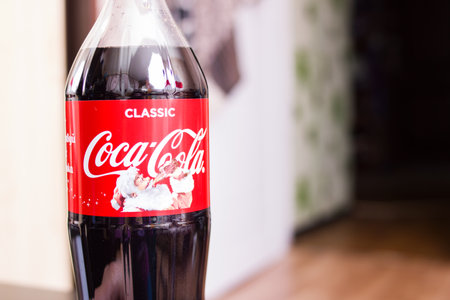 BELARUS, NOVOPOLOTSK - 08 DECEMBER, 2020: Christmas bottle of coca cola