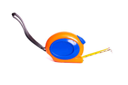Bright orange measuring tape isolated on a white background