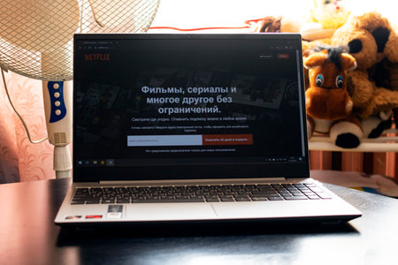 BELARUS, NOVOPOLOTSK - 27 MARCH, 2021: Netflix site page on the laptop close upのeditorial素材