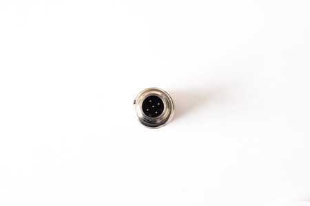 Ultrasonic distance sensor on white background close up