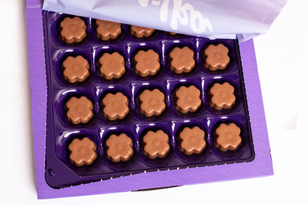 BELARUS, NOVOPOLOTSK - 28 APRIL, 2021: Milka box of chocolates close up