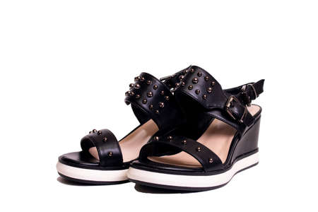 Women's sandals isolated on white background close upの写真素材