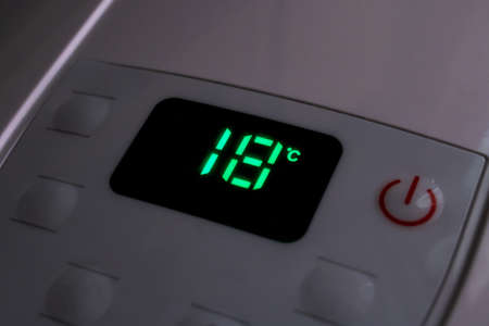The set temperature on the air conditioner display close upの写真素材