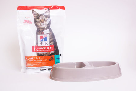 BELARUS, NOVOPOLOTSK - 18 AUGUST, 2021: Hills cat food packagingのeditorial素材