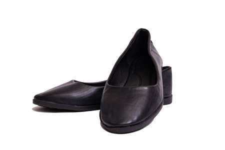 Black female shoes isolated on white background close upの写真素材