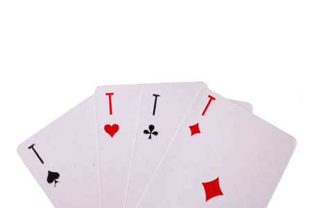 Four aces isolated on a white background close upの写真素材
