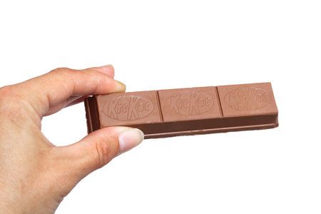 Belarus, Novopolotsk - November 10, 2021: Bar Kit Kat isolated on white backgroundのeditorial素材