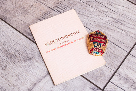 Belarus, Novopolotsk - 19 november, 2021: Medal of the USSRのeditorial素材