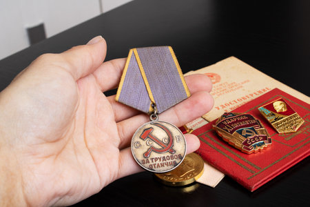 Belarus, Novopolotsk - 19 november, 2021: Medal of the USSR