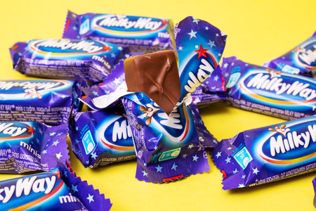 Belarus, Novopolotsk - November 19, 2021: Milky Way Bars close up