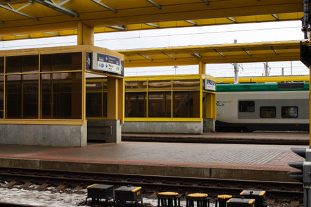Belarus, Minsk - 20 march, 2022: Trains at the railway station close up