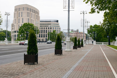 Minsk, Republic of Belarus - june 02, 2022: Ornamental plants by the road close upのeditorial素材