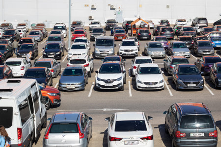 Belarus, Minsk - 06 October, 2023: Rows of cars in the parking lot