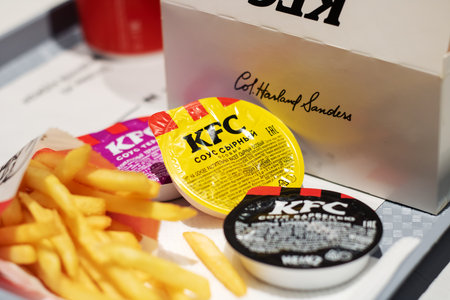 Belarus, Minsk - 06 October, 2023: Food from the KFS restaurant
