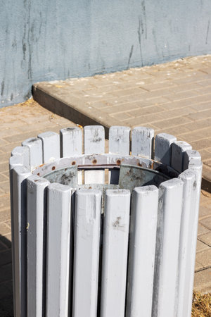 Outdoor Garbage Bin close up, copy spaceの写真素材