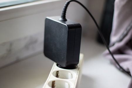 White Power strip with sockets close up, macrophotoの写真素材