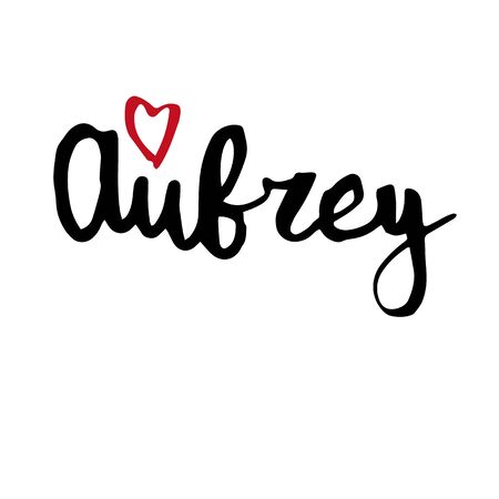 Female name Aubrey. Hand drawn vector girl name. Drawn by brush words for poster, textile, card, banner, marketing, billboard.のイラスト素材