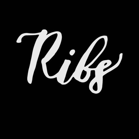 Handwritten vector word Ribs . Calligraphic brush modern lettering. Isolated on white background.のイラスト素材
