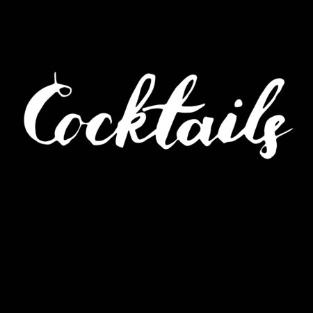 Handwritten vector word Cocktails . Calligraphic brush modern lettering. Isolated on white background.のイラスト素材
