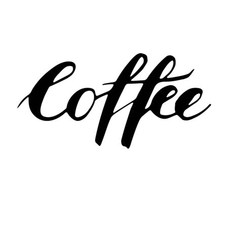 Handwritten vector word Coffee . Calligraphic brush modern lettering. Isolated on white background.のイラスト素材