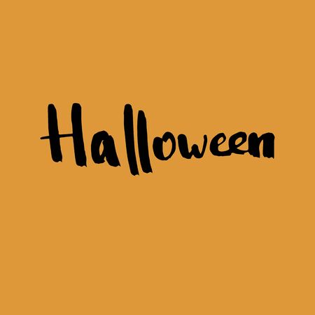 Handwritten vector word halloween . Overlay text for poster, e-commerce, textile, blog, billboard. Calligraphic brush modern lettering.のイラスト素材