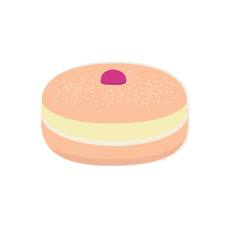 Bun for Hanukkah. The jelly doughnut. Vector illustration.のイラスト素材