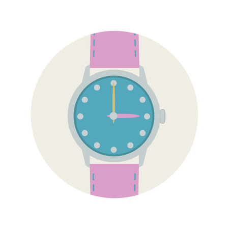 Wrist watch with pink strap and arrows. Vector illustration.のイラスト素材