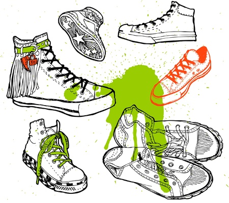 Set of cartoon sneakerのイラスト素材