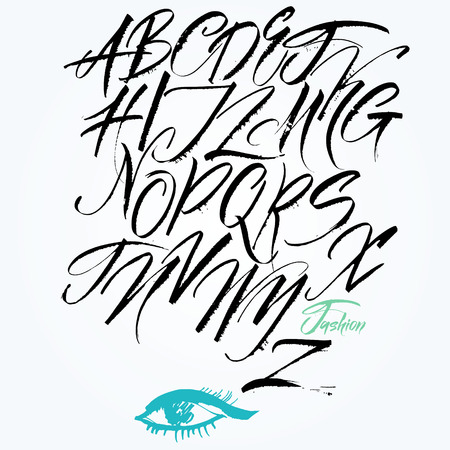 Expressive calligraphic script  Lots of blots and splashes  Capital letters のイラスト素材