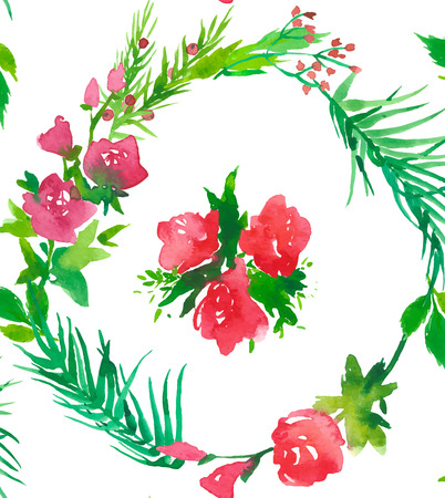 Watercolor spring floral seamless pattern.のイラスト素材