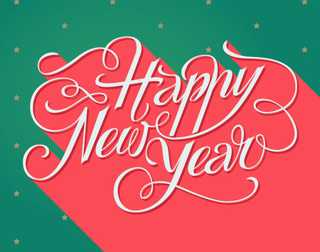 Happy New Year lettering Greeting Card. Vector illustration.のイラスト素材