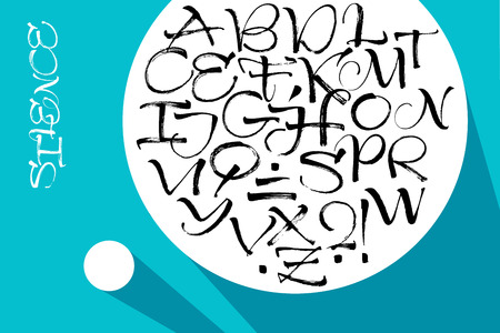 Vector alphabet. Hand drawn letters. Letters of the alphabet written with a brushのイラスト素材