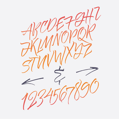 Alphabet letters: lowercase, uppercase, numbers.のイラスト素材