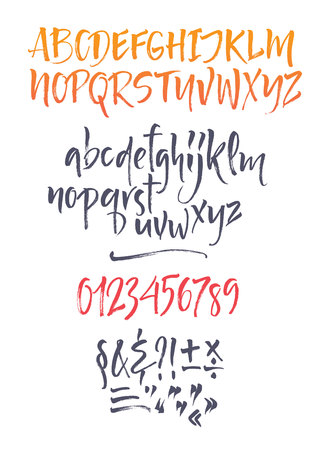 Vector alphabet. Hand drawn letters. Letters of the alphabet written with a brush.のイラスト素材
