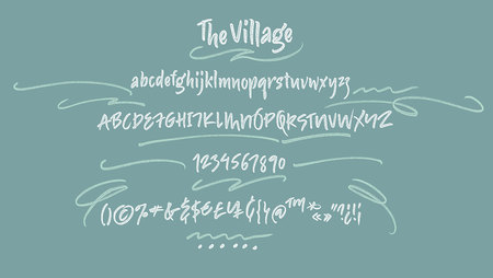 Handwritten script font. Brush font. Uppercase, lowercase, numbers, punctuationのイラスト素材