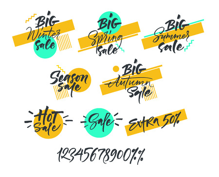 Big graphic set of seasons sale tags.のイラスト素材