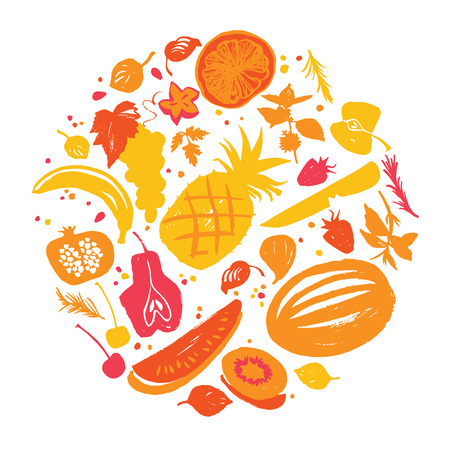 Jam labels template. Fruit silhouettes. Bon appetiteのイラスト素材
