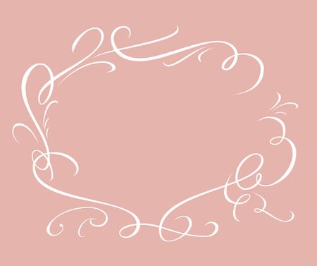 Calligraphic elegant vector frame in pink backgroundのイラスト素材
