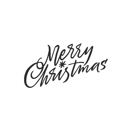 Merry Christmas lettering with a shiny starのイラスト素材