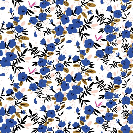 Seamless pattern with pink dragonflyのイラスト素材