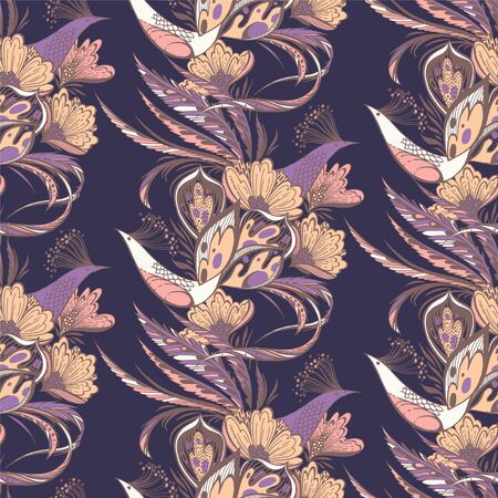 Paradise birds patternのイラスト素材