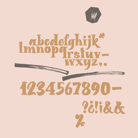 Bold handwritten brush font. Script. Calligraphic setのイラスト素材