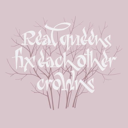 Real queens fix each other crowns letteringのイラスト素材