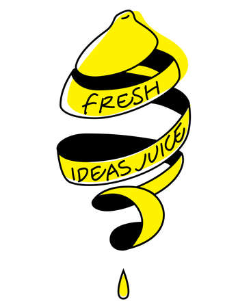 Fresh ideas juice. Lemon squeeze. Symbol of creativity. . Vector illustrationのイラスト素材