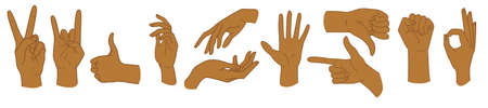 Vector line set of human arms gestures. Vector illustrationのイラスト素材